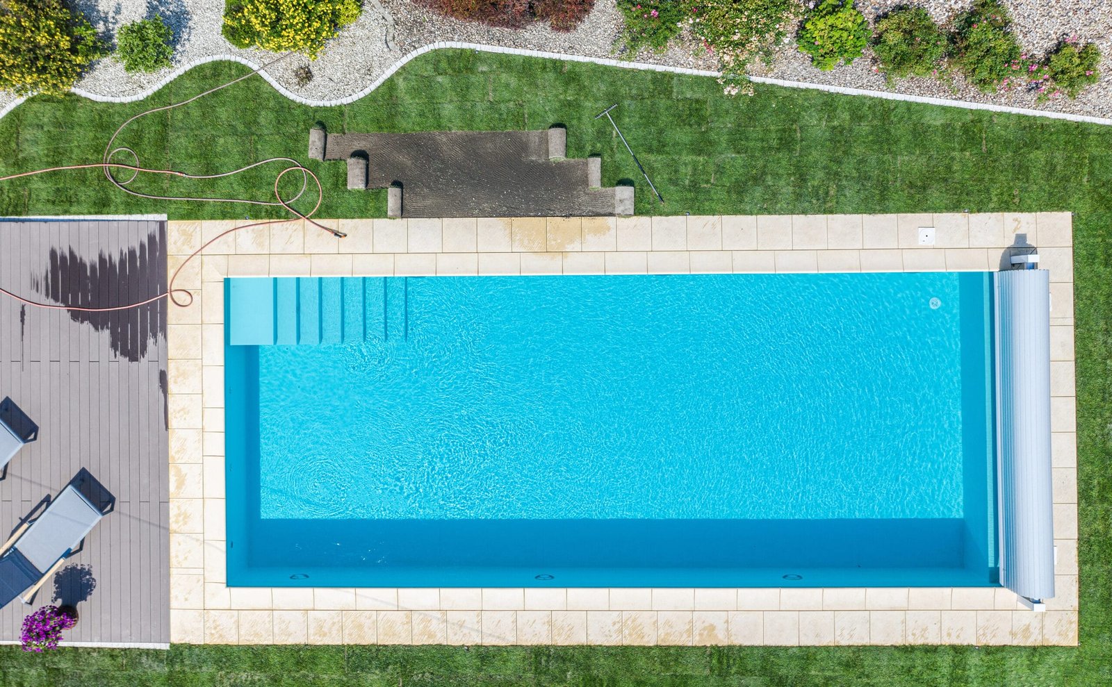 Brand New Outdoor Residential Swimming Pool Aerial View